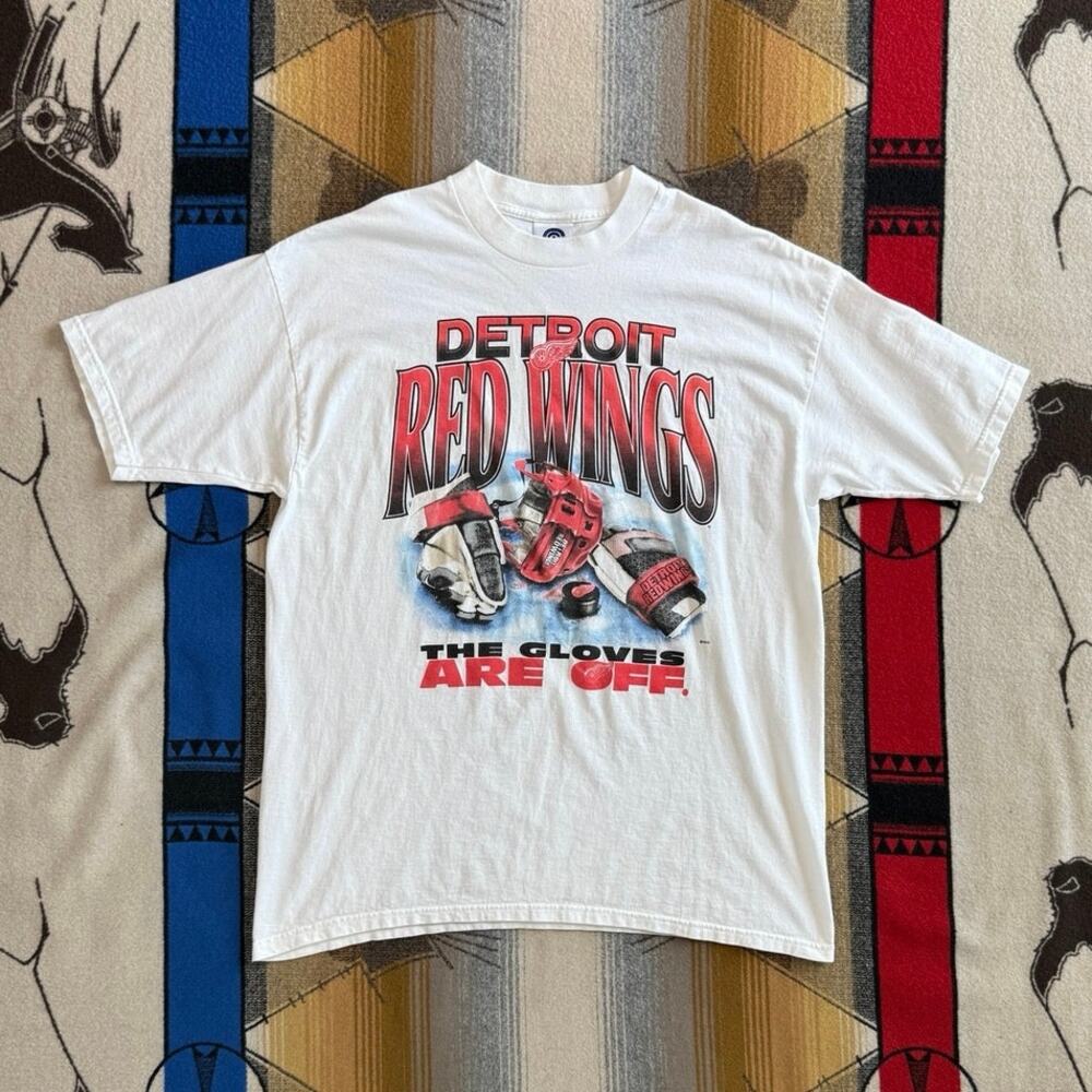 Vintage 90s Detroit Red Wings NHL Hockey T-Shirt Size XL White Sportswear